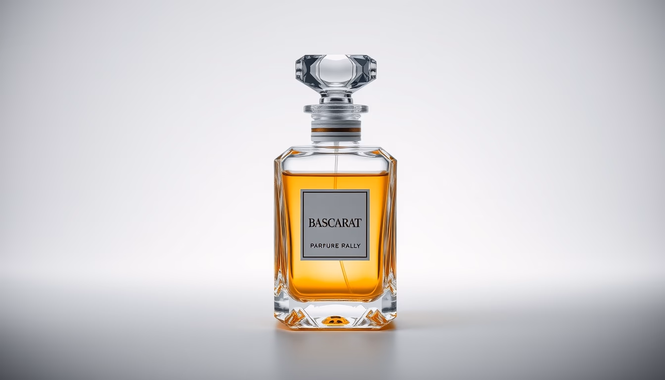 perfume bottle baccarat in editorial style