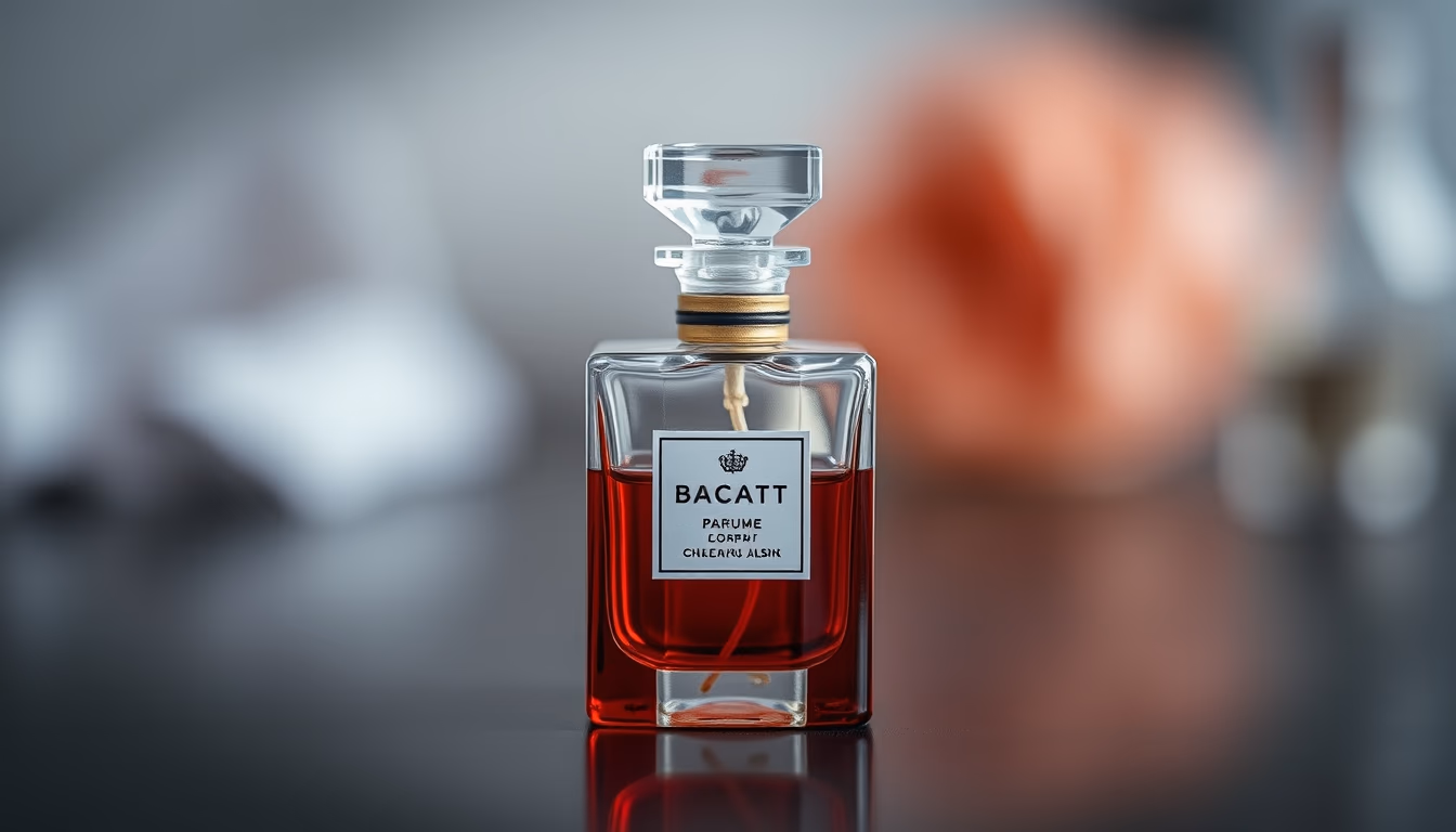 perfume bottle baccarat in editorial style