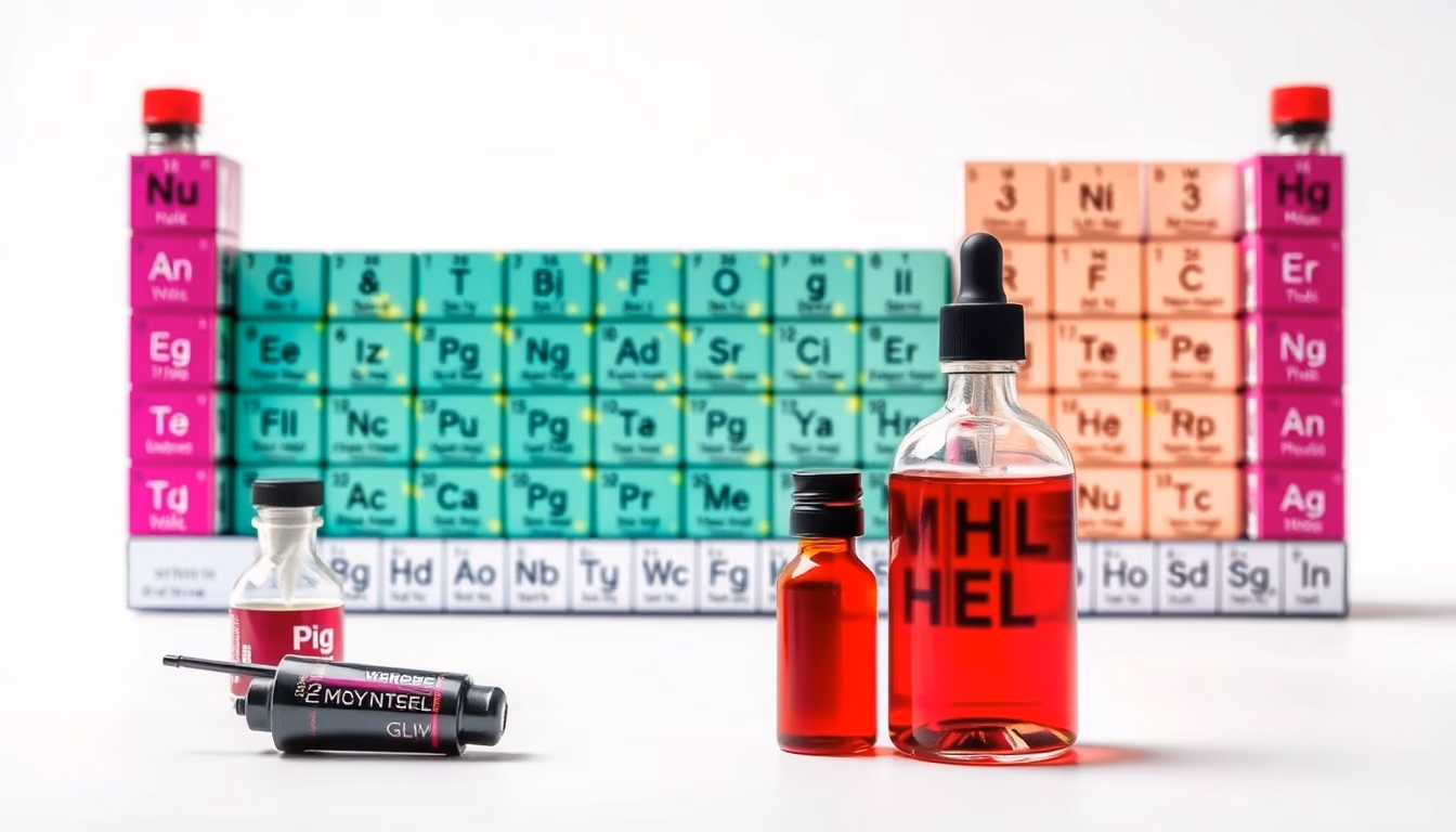 periodic table elements glow in editorial style