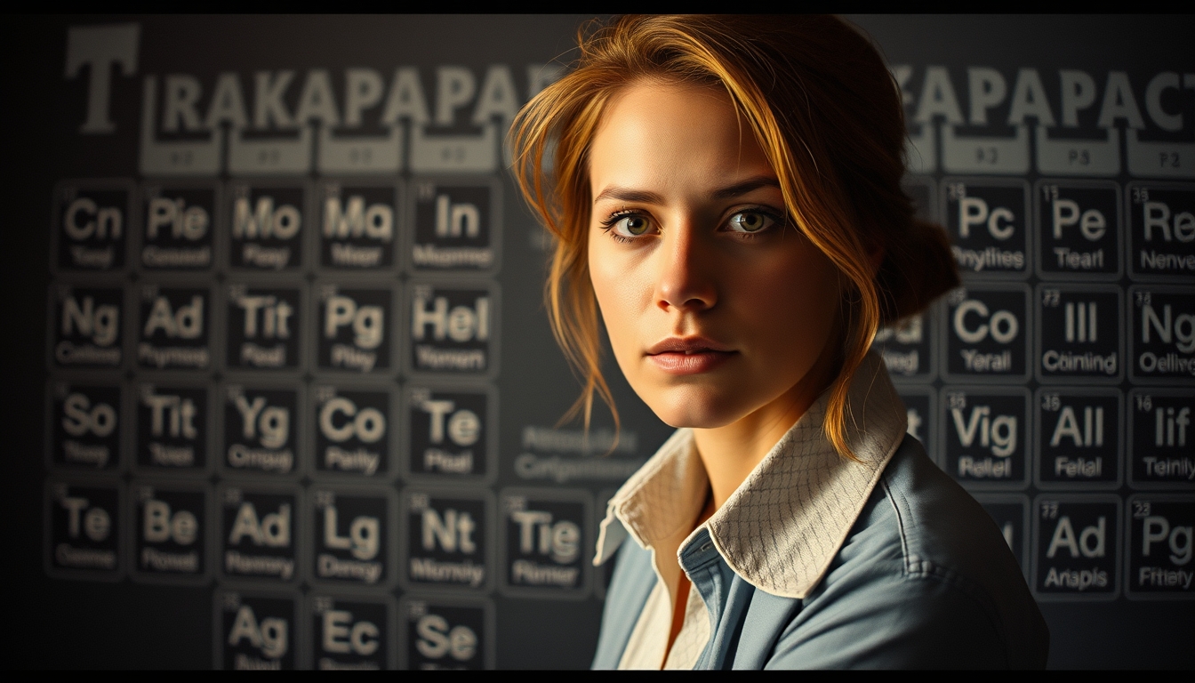 periodic table elements glow in editorial style