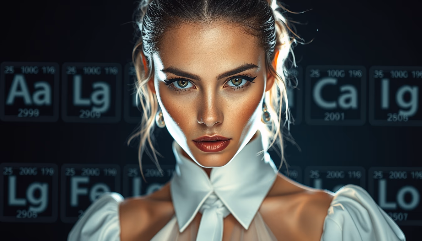 periodic table elements glow in editorial style