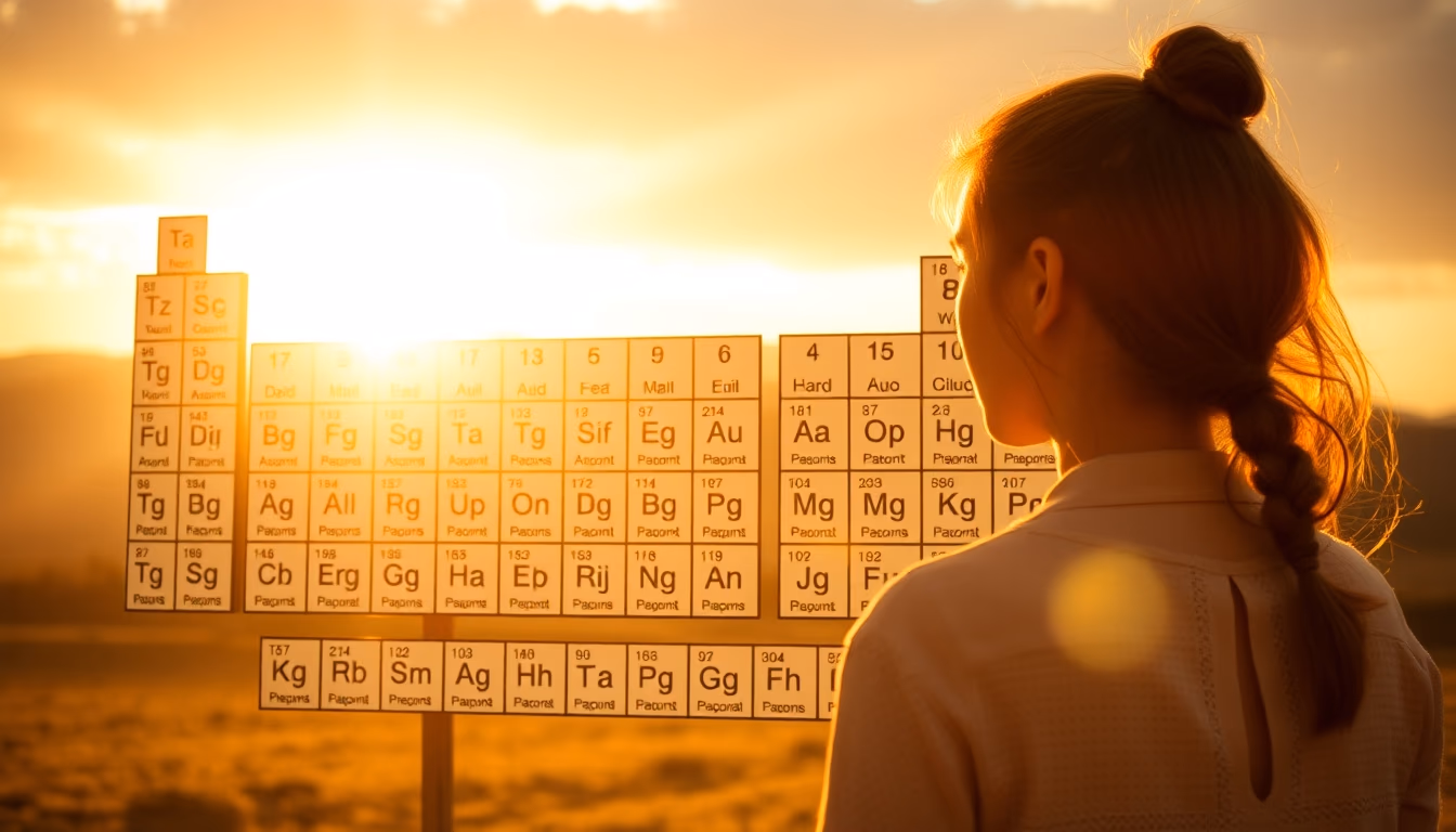 periodic table elements glow in editorial style