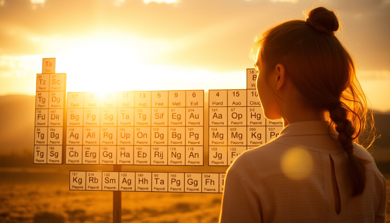 periodic table elements glow in editorial style