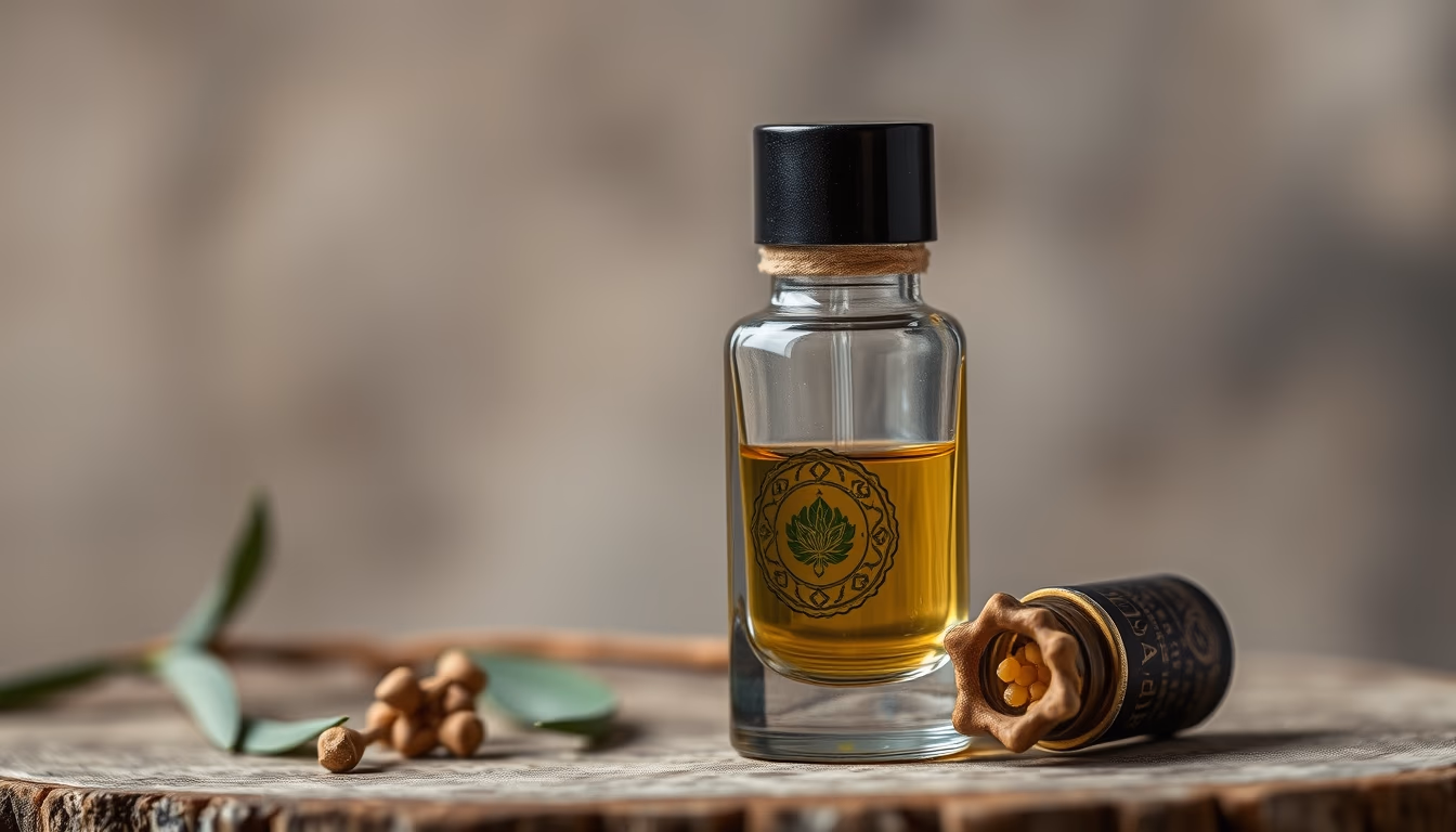 persian perfume vial in editorial style