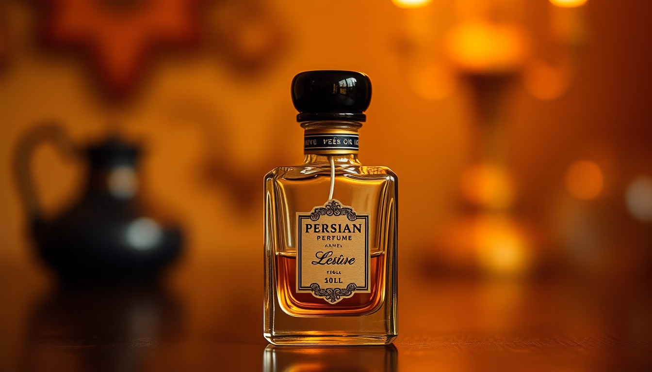 persian perfume vial in editorial style