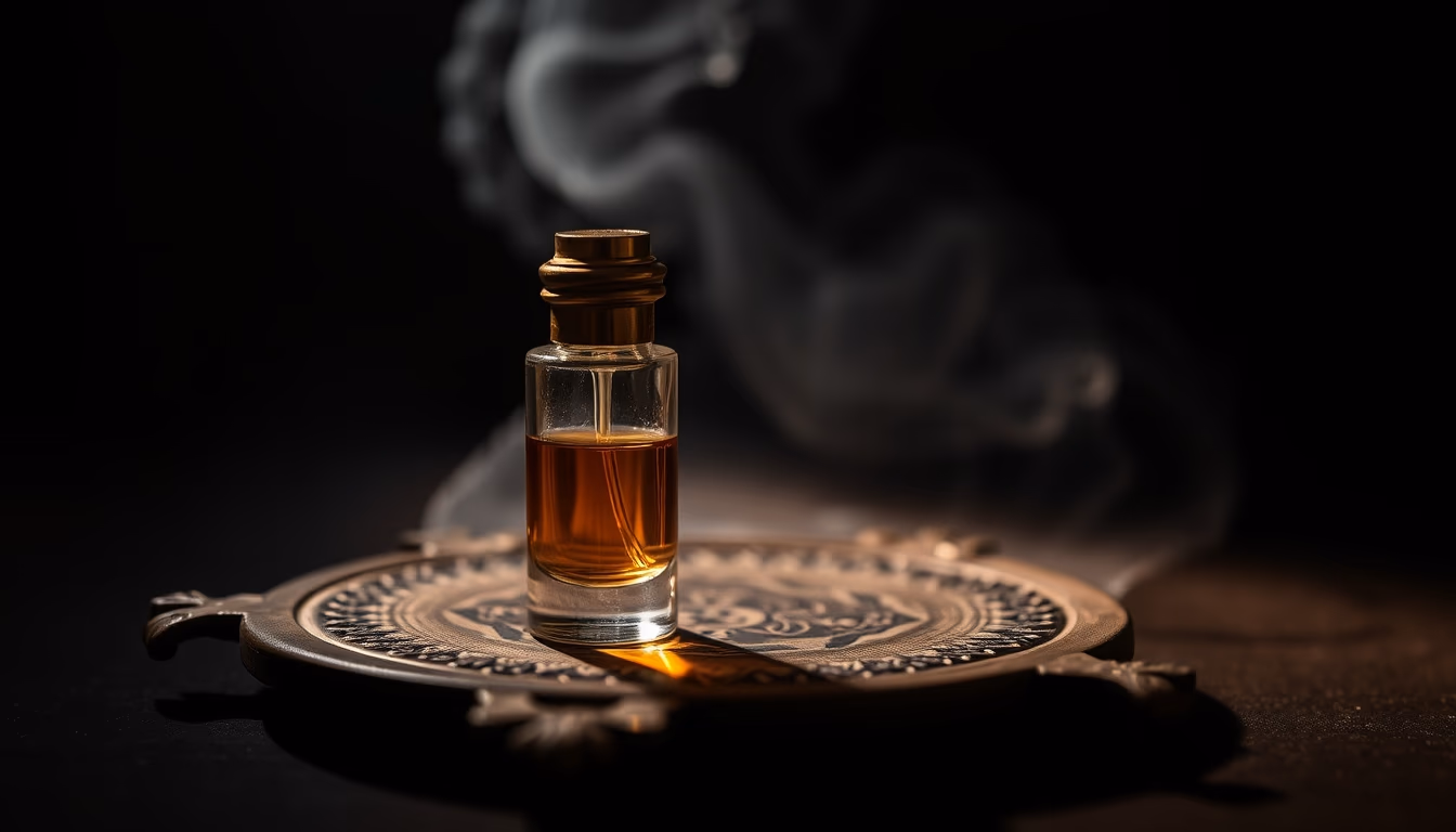 persian perfume vial in editorial style