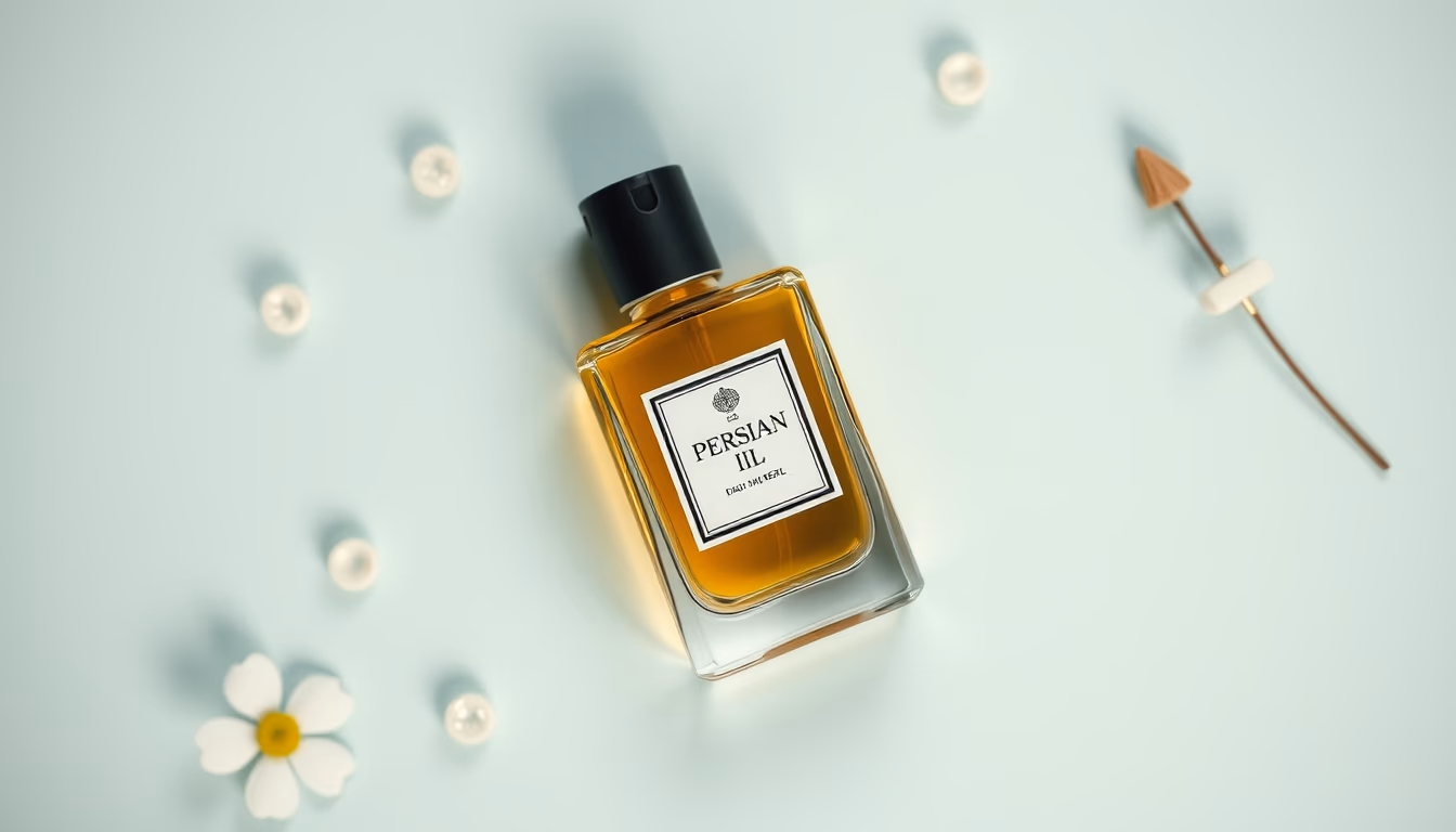 persian perfume vial in editorial style