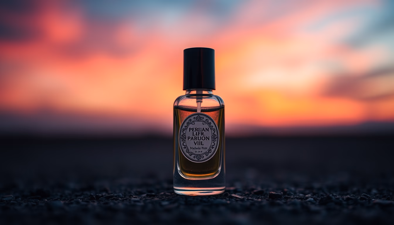 persian perfume vial in editorial style