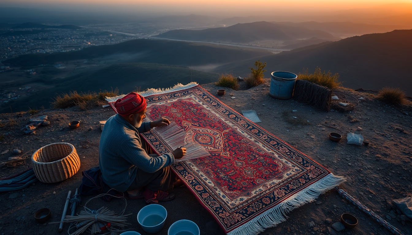 persian rug weaving in editorial style