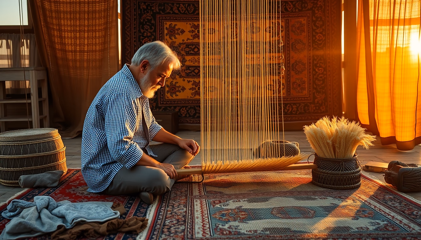 persian rug weaving in editorial style