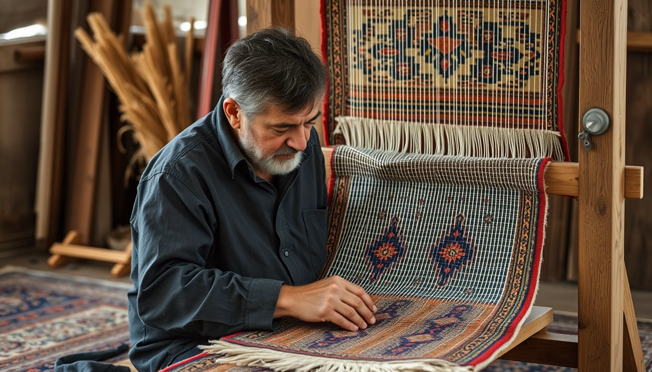 persian rug weaving in editorial style