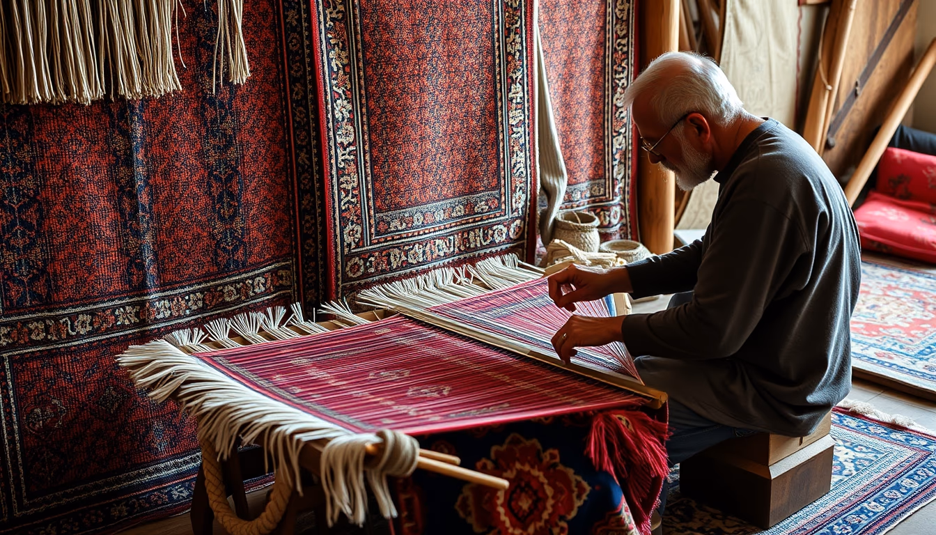 persian rug weaving in editorial style