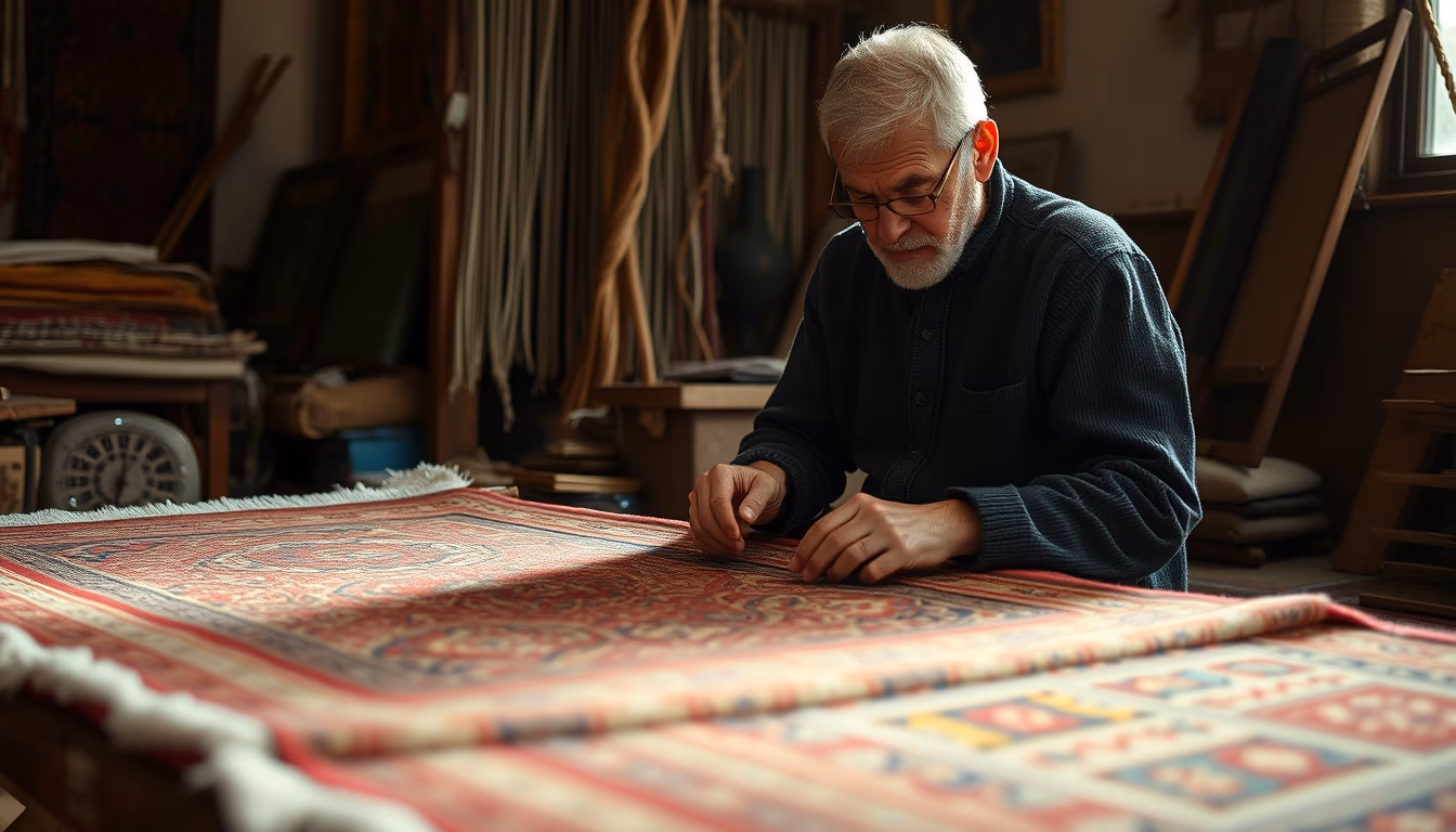 persian rug weaving in editorial style