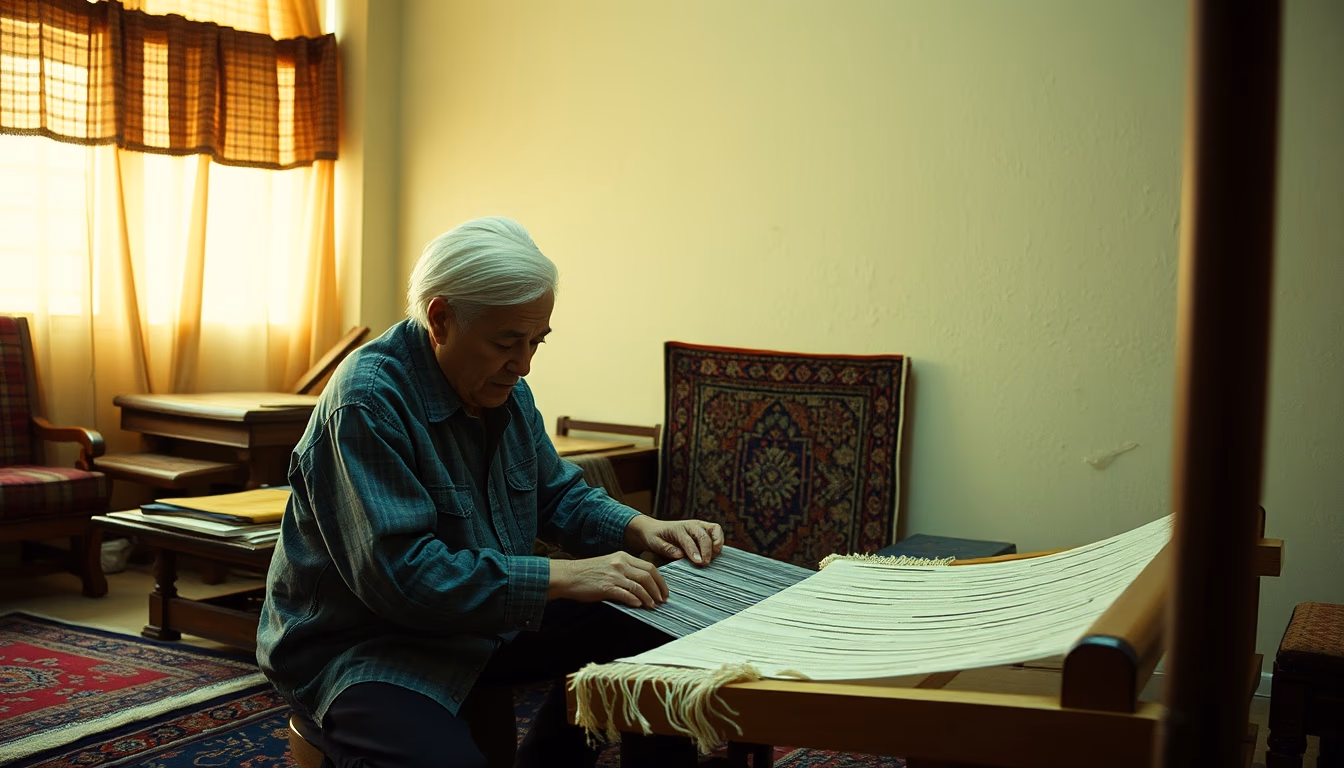 persian rug weaving in editorial style