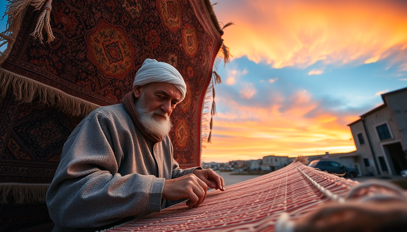 persian rug weaving in editorial style