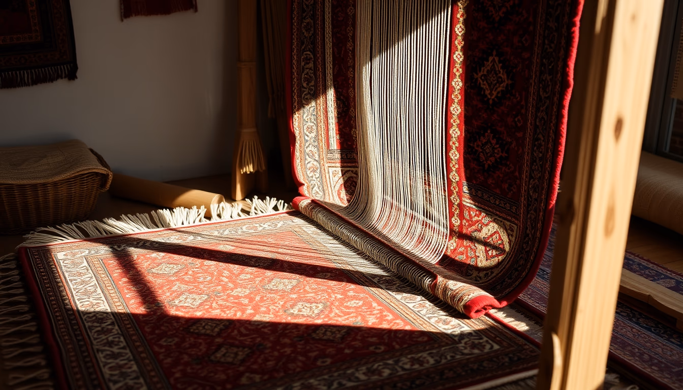 persian rug weaving in editorial style