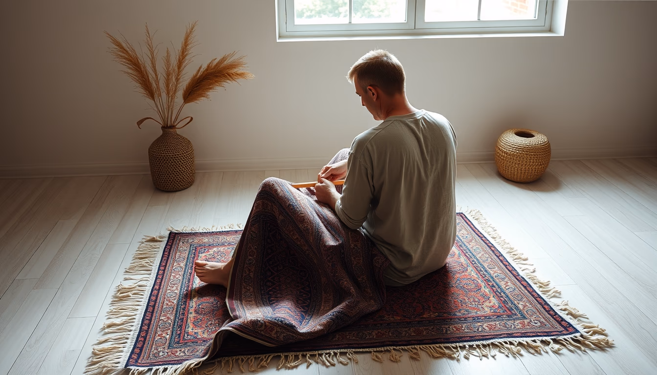 persian rug weaving in editorial style