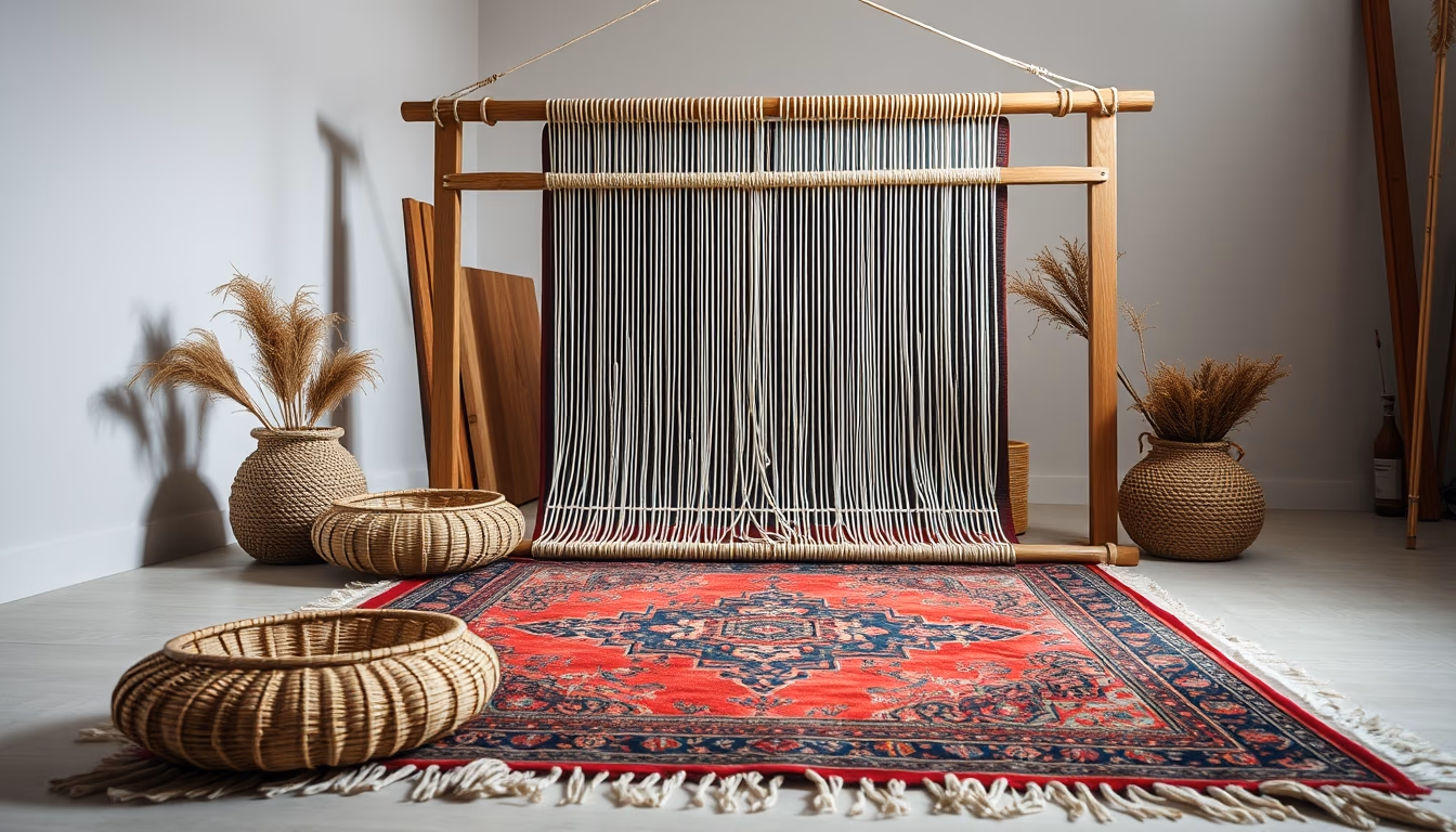 persian rug weaving in editorial style