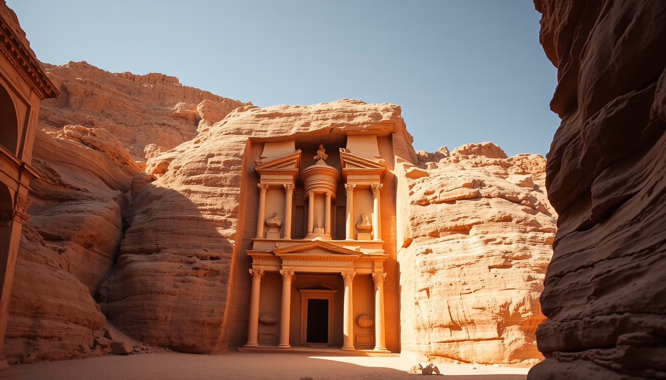 petra treasury jordan in editorial style