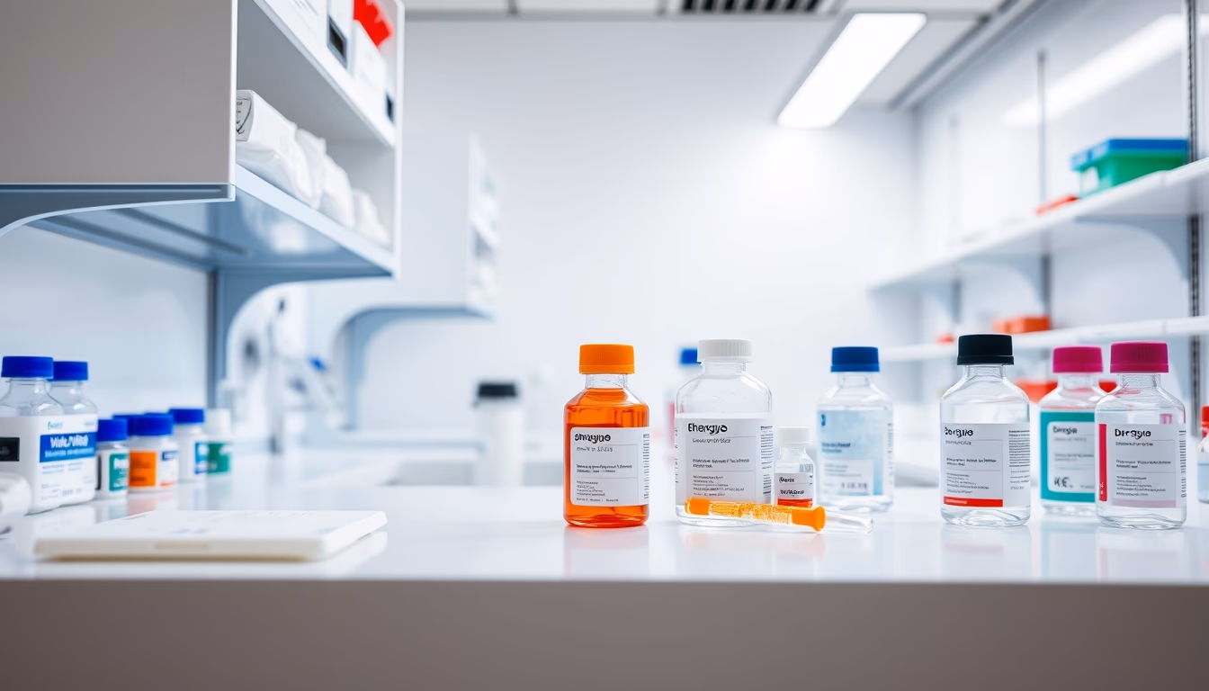 pharmaceutical research lab in editorial style