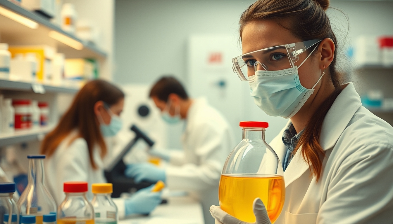 pharmaceutical research lab in editorial style