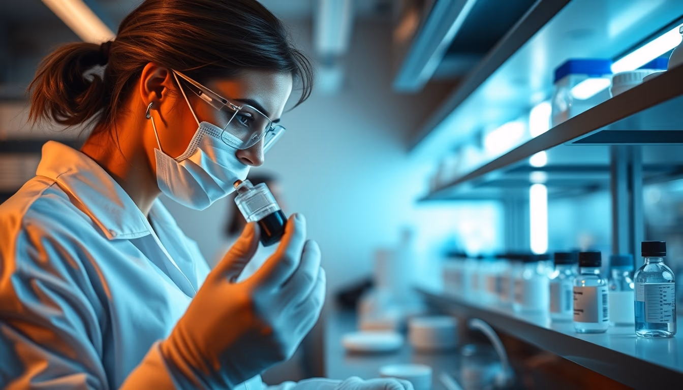 pharmaceutical research lab in editorial style