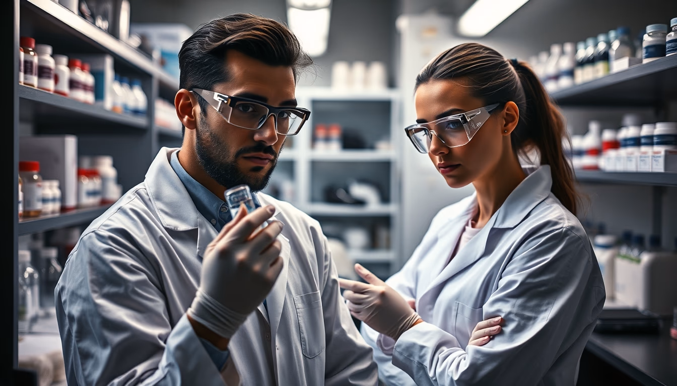 pharmaceutical research lab in editorial style