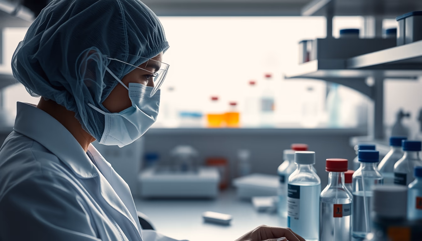 pharmaceutical research lab in editorial style