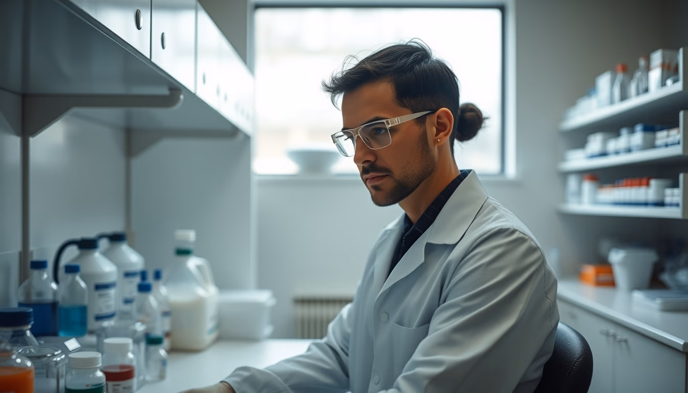 pharmaceutical research lab in editorial style