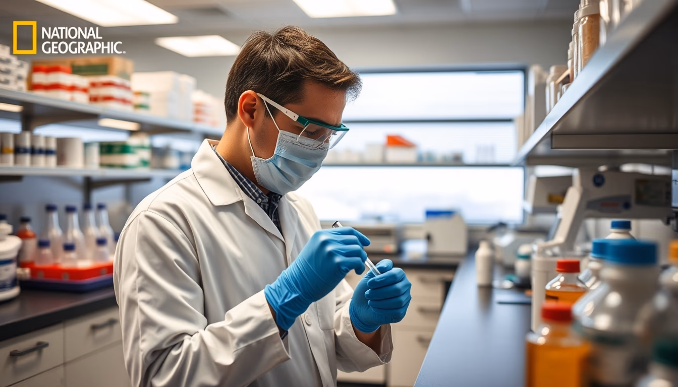 pharmaceutical research lab in editorial style