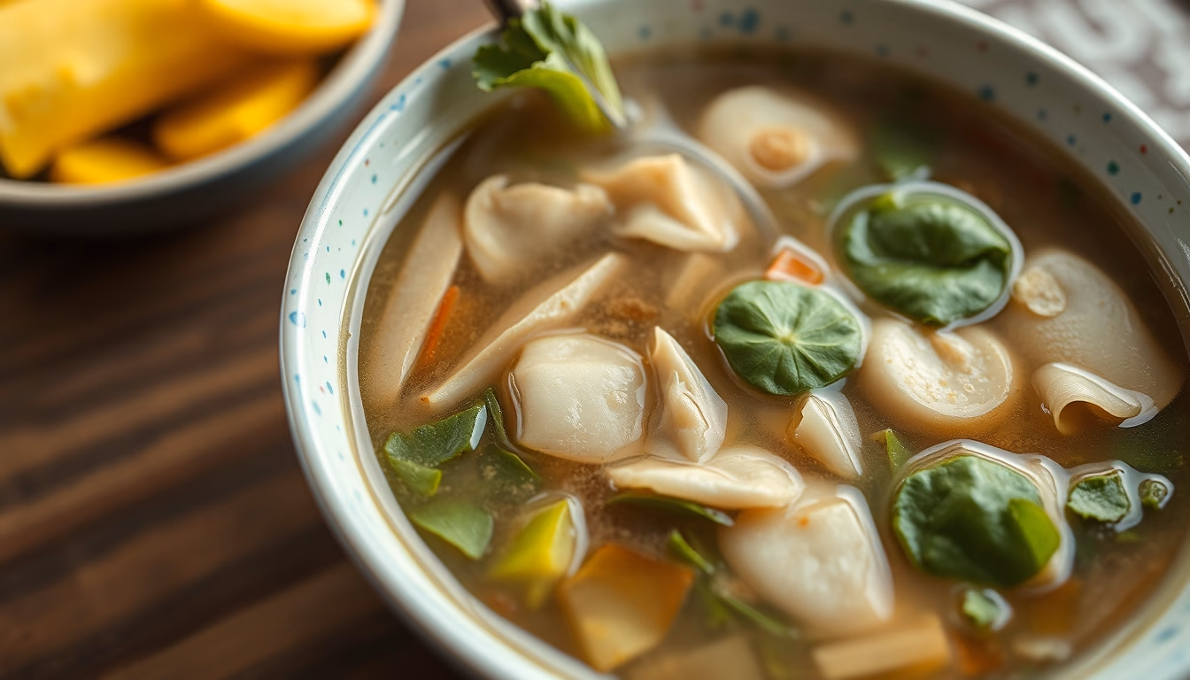 pho vietnamese broth in editorial style