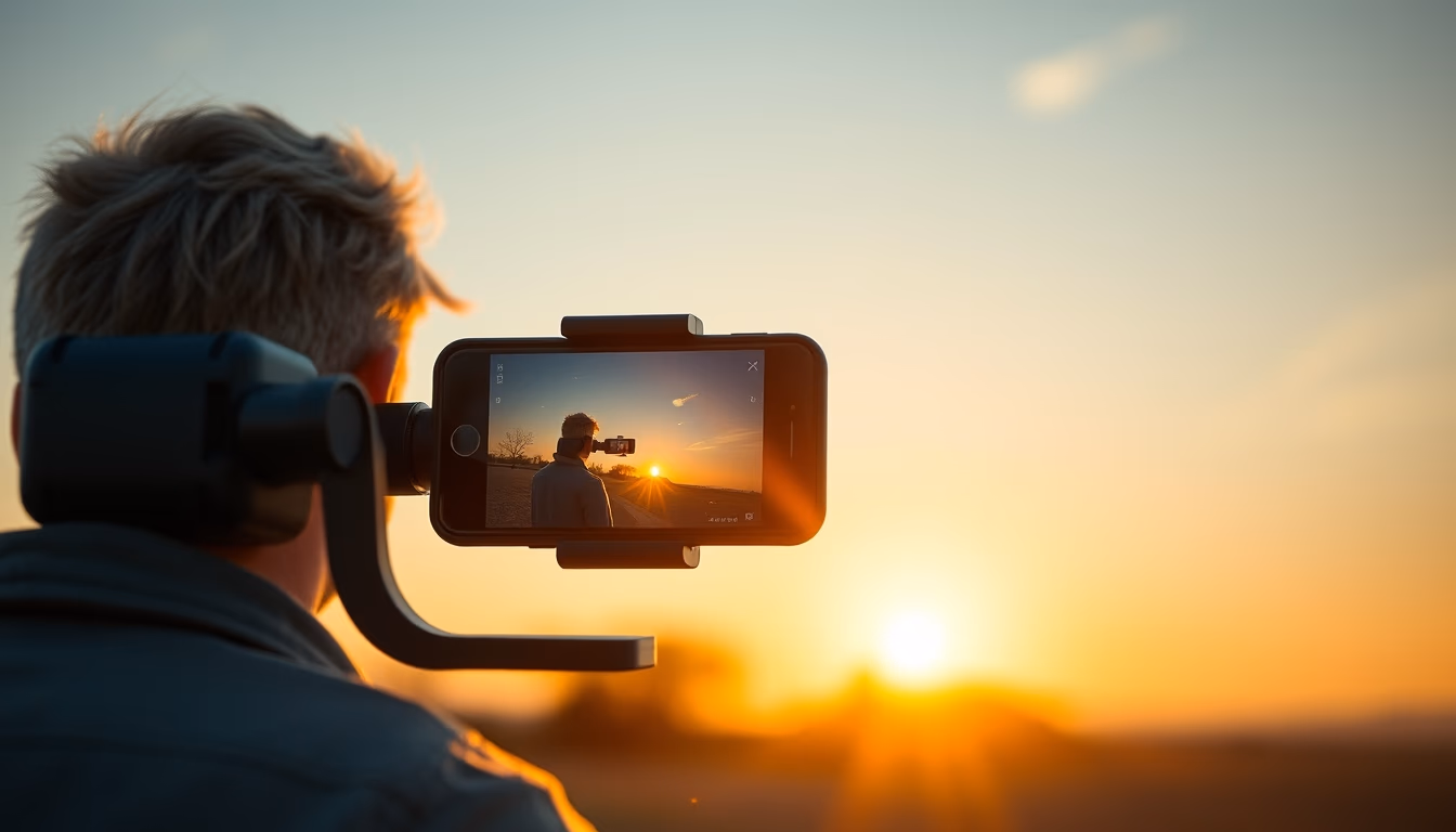 phone gimbal stabilizer in editorial style