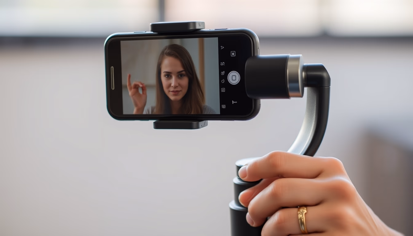 phone gimbal stabilizer in editorial style