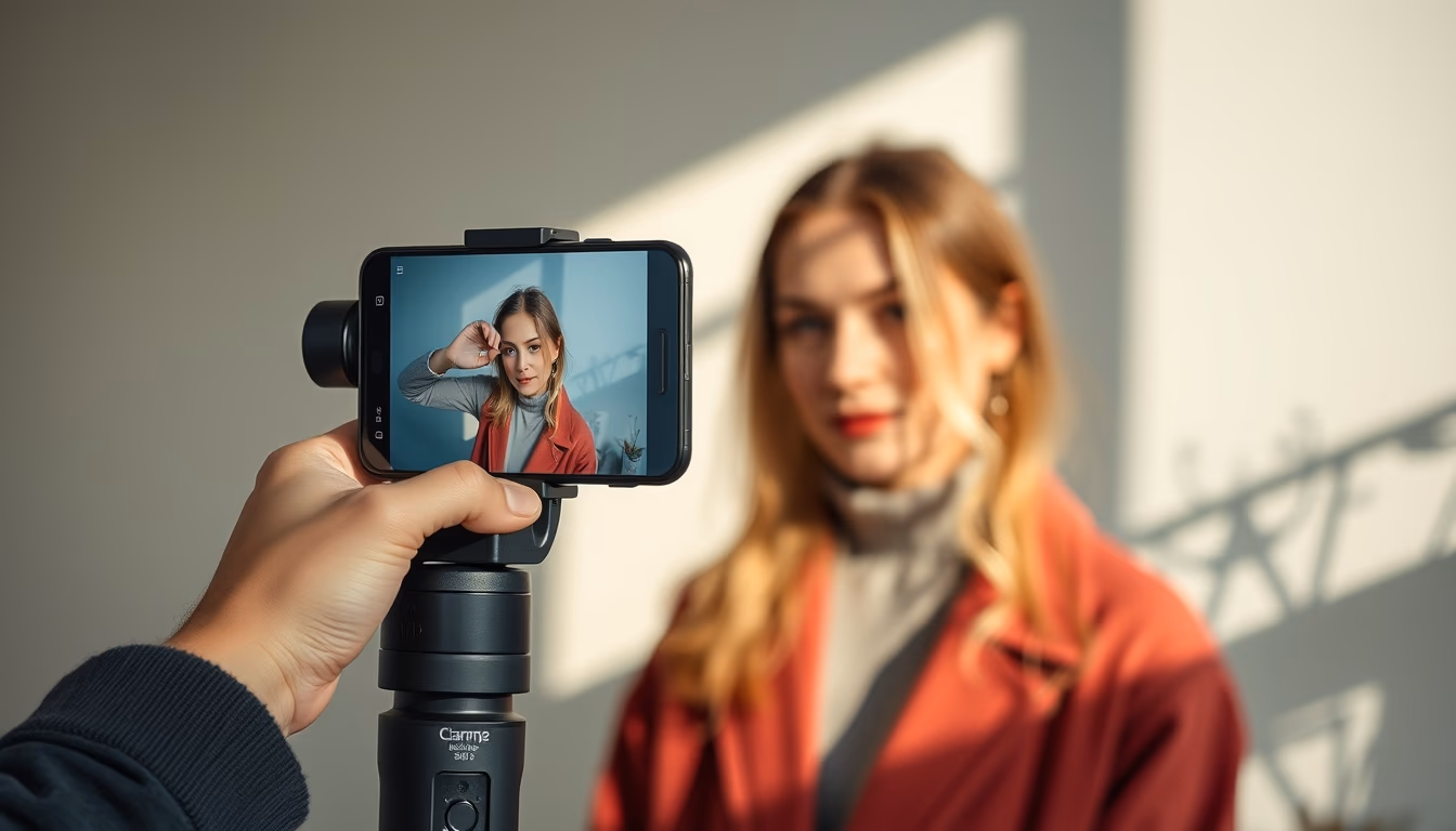 phone gimbal stabilizer in editorial style