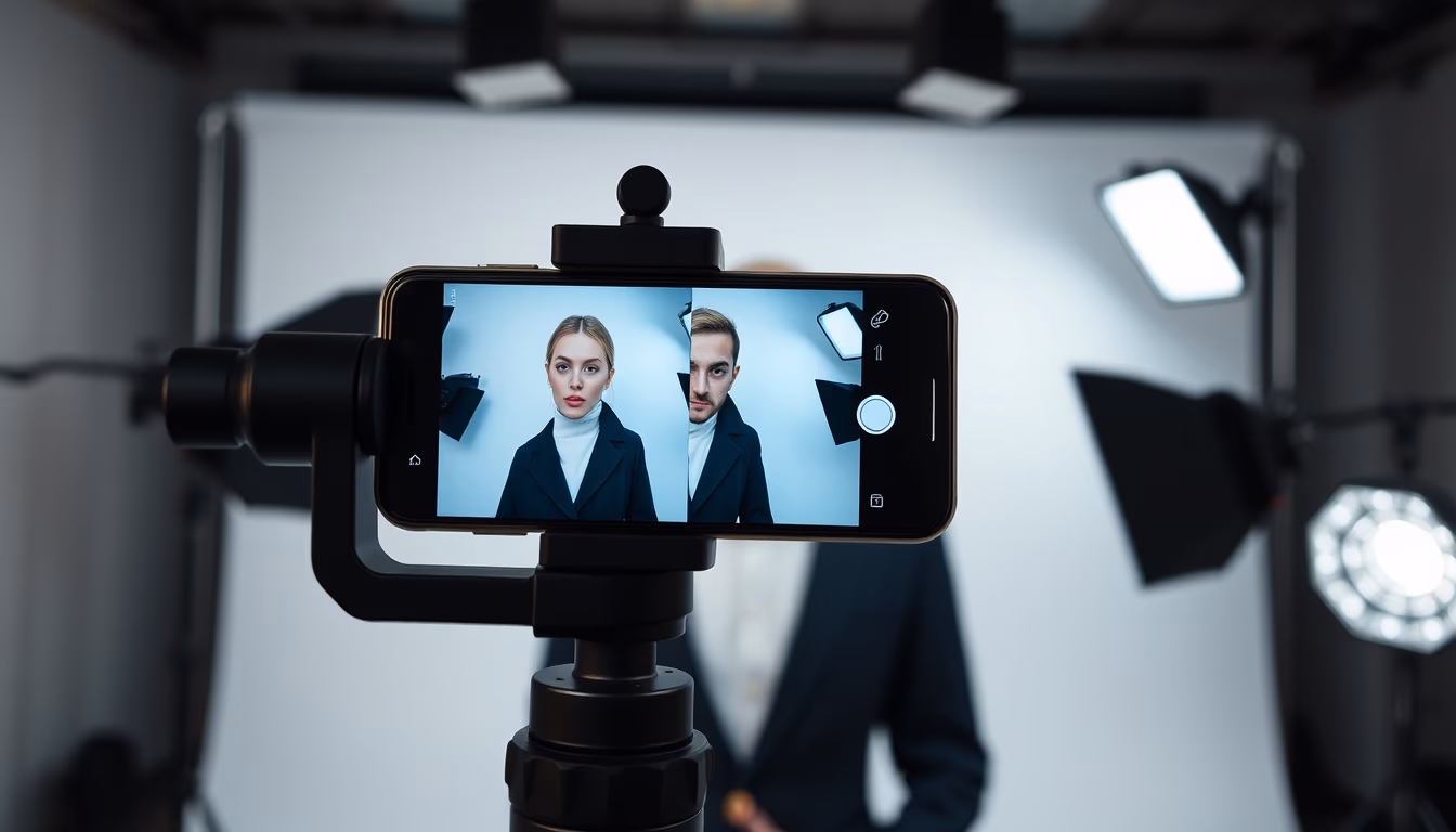 phone gimbal stabilizer in editorial style