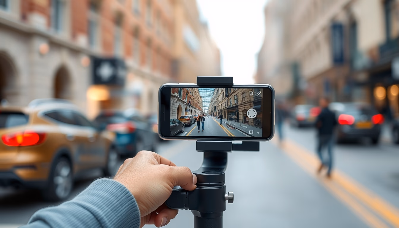 phone gimbal stabilizer in editorial style