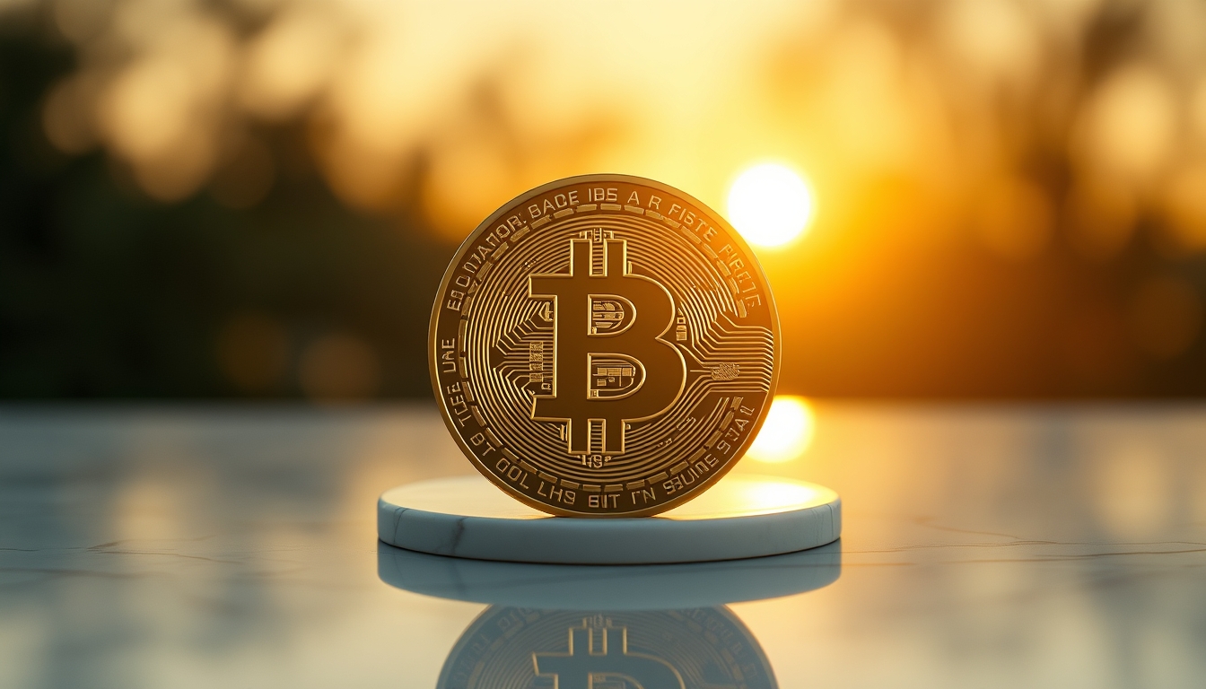 physical bitcoin coin on white marble in editorial style