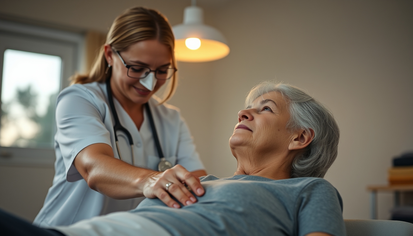 Physical therapist helping patient with rehabilitation exercises em estilo editorial
