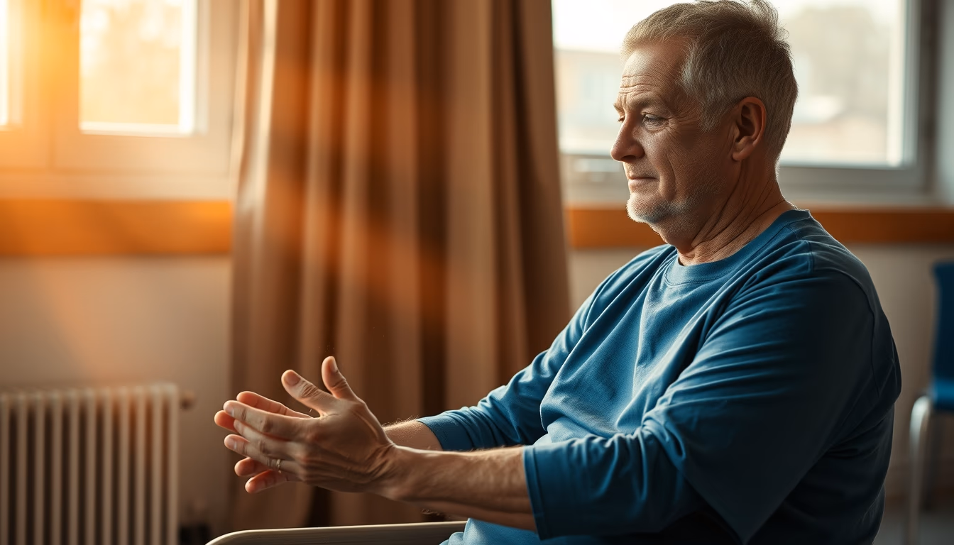 physical therapist helping patient with rehabilitation exercises in editorial style