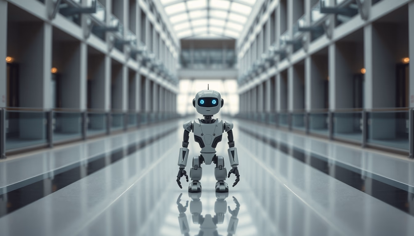 pick and place robot in editorial style