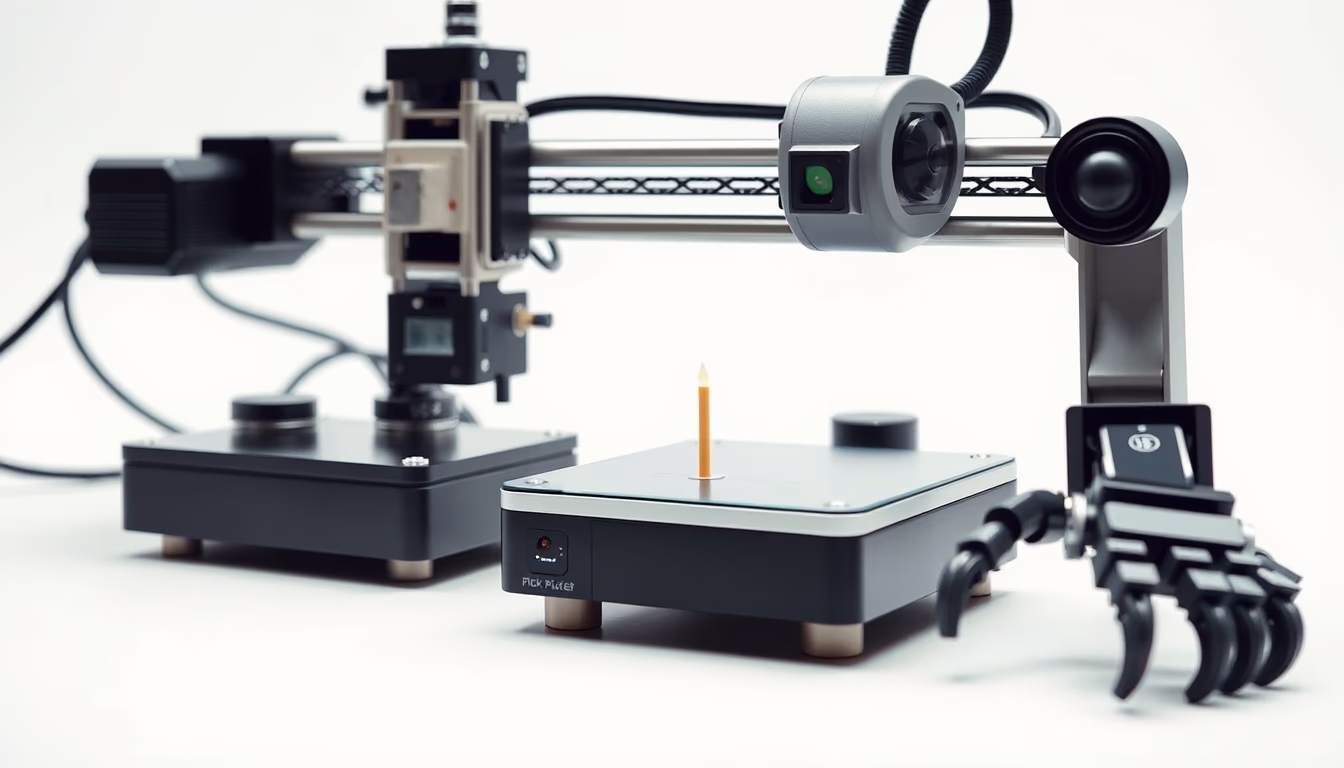 pick and place robot in editorial style