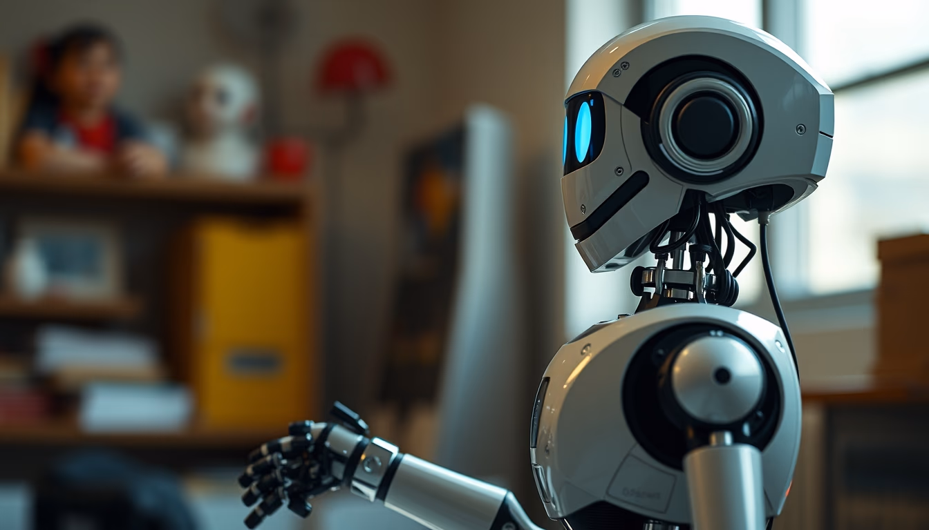 Pick and place robot em estilo editorial