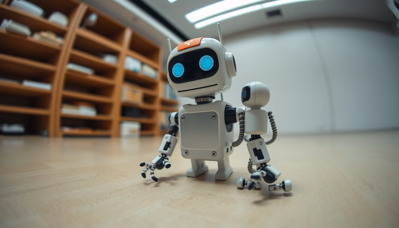 pick and place robot in editorial style