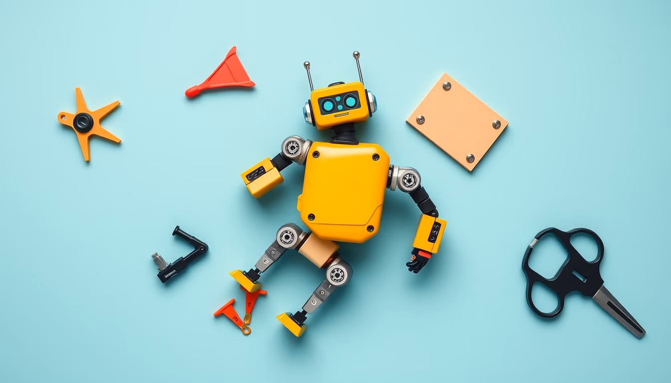 pick and place robot in editorial style