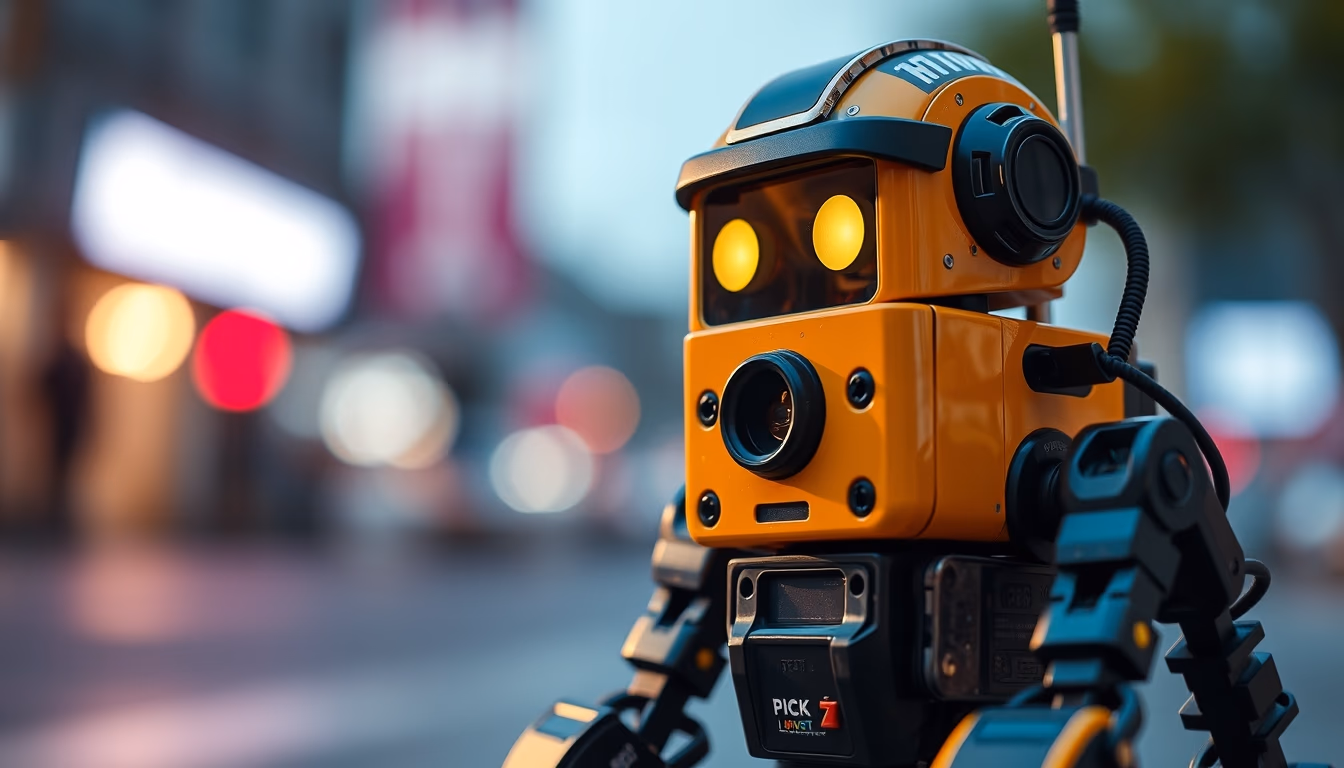 pick and place robot in editorial style