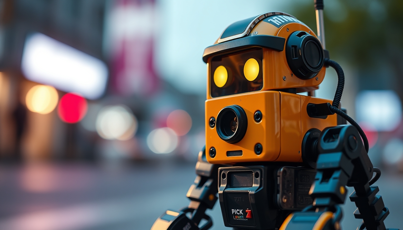 pick and place robot in editorial style