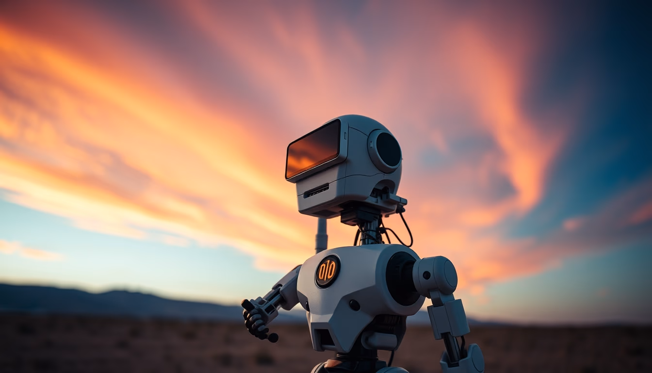 pick and place robot in editorial style