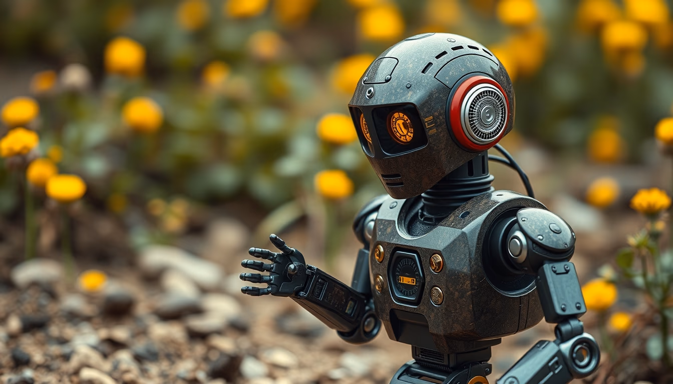 pick and place robot in editorial style