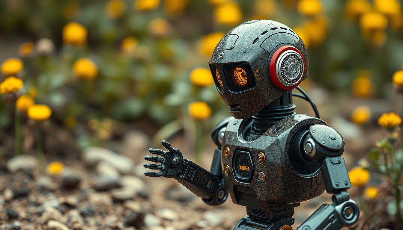 pick and place robot in editorial style