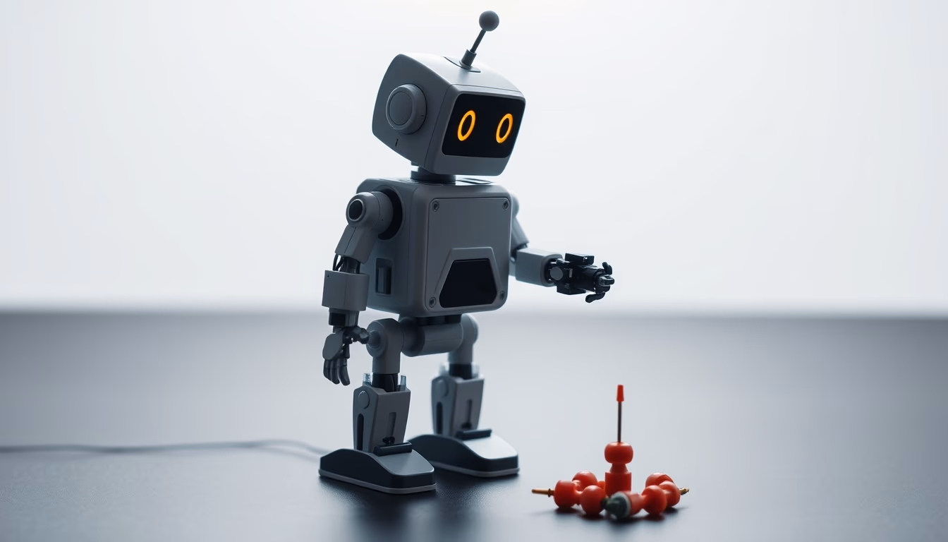 pick and place robot in editorial style